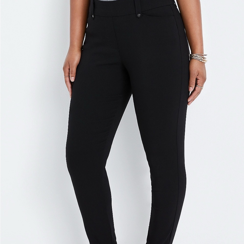 Maurices Black Straight Leg Pull On Trousers Tall/Long